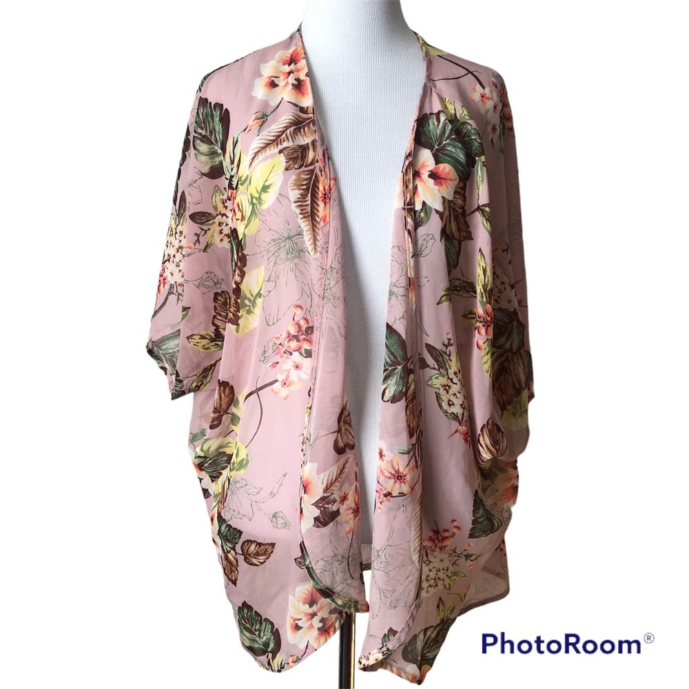 Iris Sheer Floral Blouse Shawl or Swimsuit cover Size 3X
